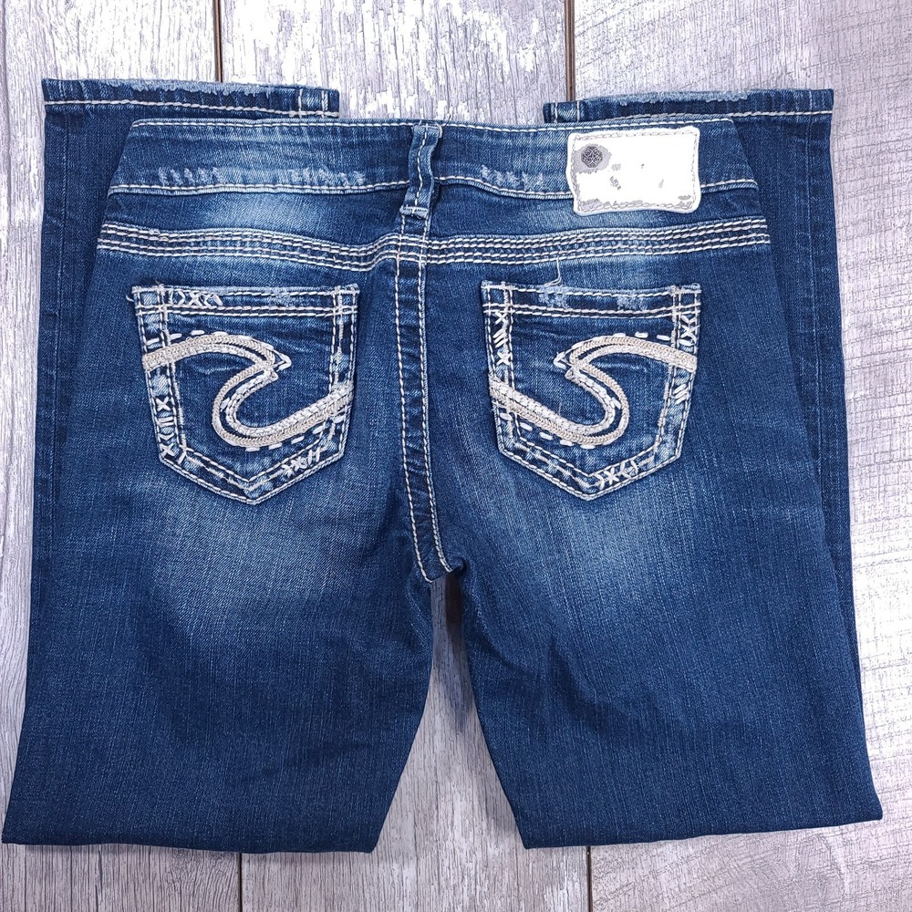 Silver Jeans Womens 26 Tuesday Capri Low Rise Blue Denim Thick Stitch Western